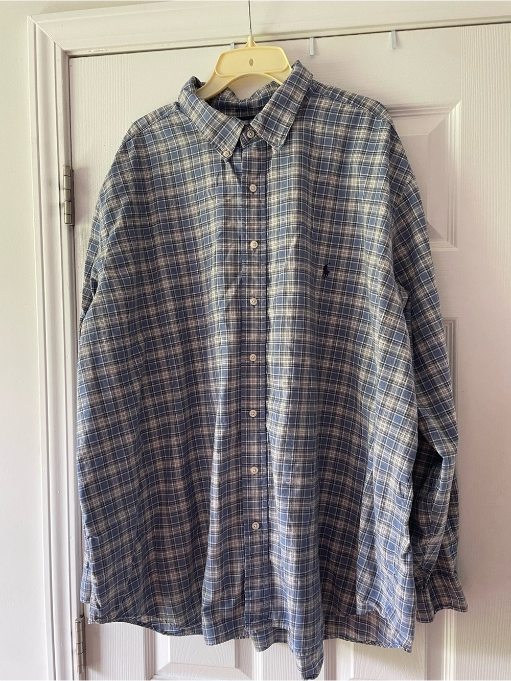 Ralph Lauren Blue and White Plaid Button-Down Shirt